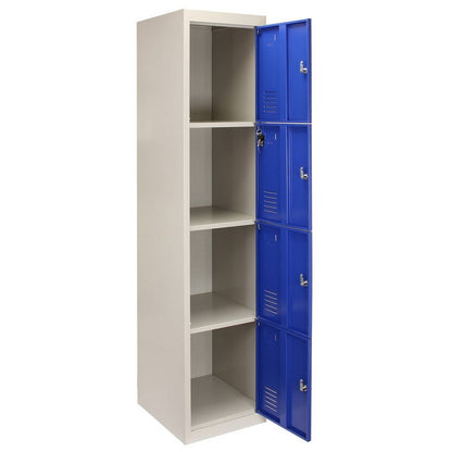 Steel Locker 4 Compartments 180cm - Grey & Blue Flatpack by Raven