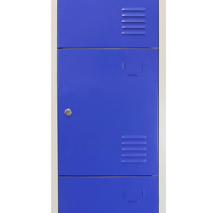 Steel Locker 4 Compartments 180cm - Grey & Blue Flatpack by Raven