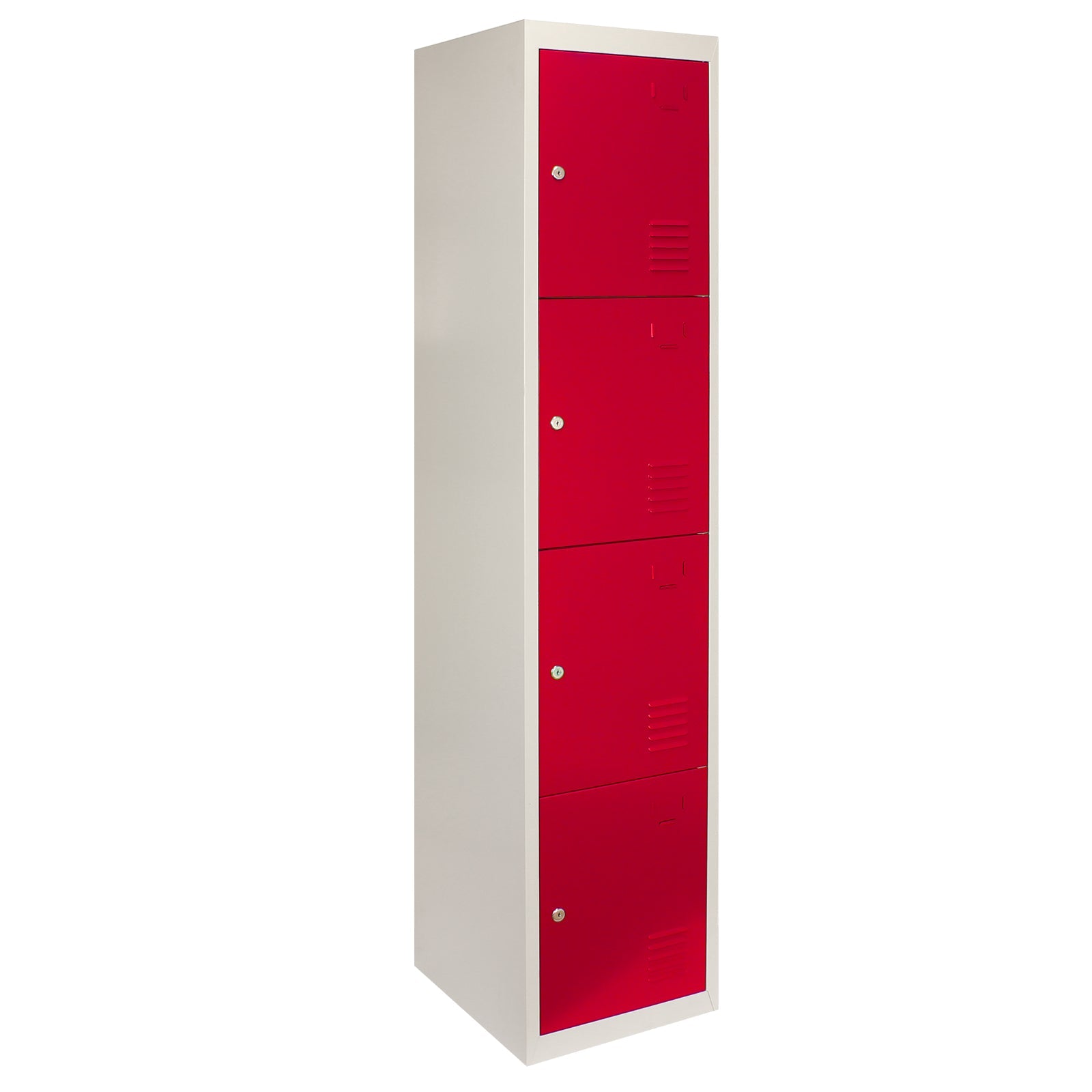 Metal Storage Lockers - Four Doors, Flatpacked, Red