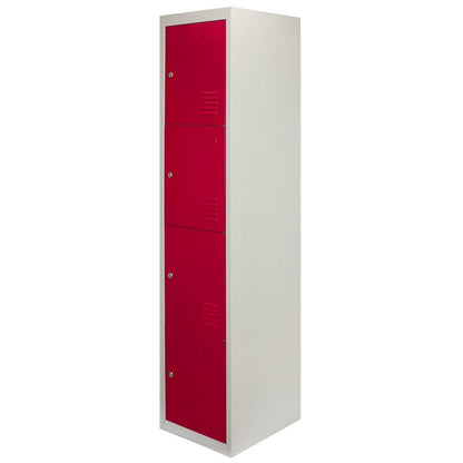 Steel Lockers 12 Compartments 180cm - Grey & Red Set Of Three Flatpack by Raven