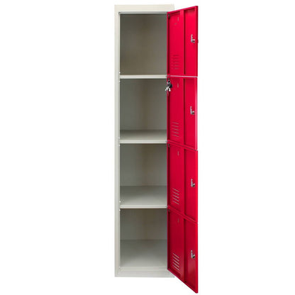 Steel Lockers 12 Compartments 180cm - Grey & Red Set Of Three Flatpack by Raven