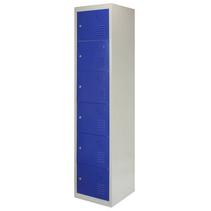 Steel Lockers 18 Compartments 180cm - Grey & Blue Set Of Three Flatpack by Raven