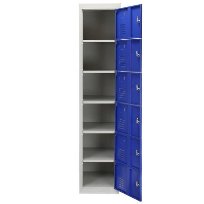 Steel Lockers 18 Compartments 180cm - Grey & Blue Set Of Three Flatpack by Raven