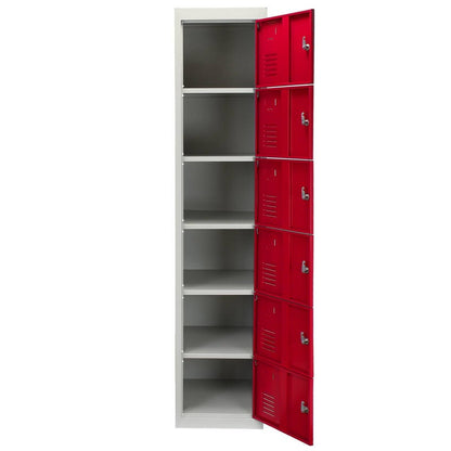 Steel Lockers 18 Compartments 180cm - Grey & Red Set Of Three Flatpack by Raven