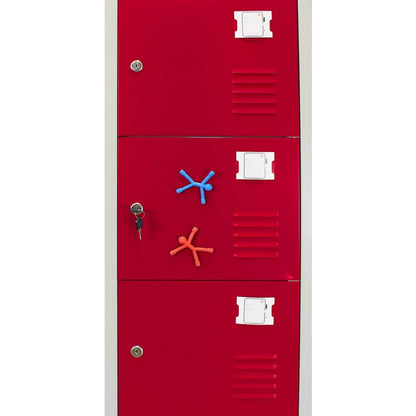 Steel Locker 6 Compartments 180cm - Grey & Red Flatpack by Raven