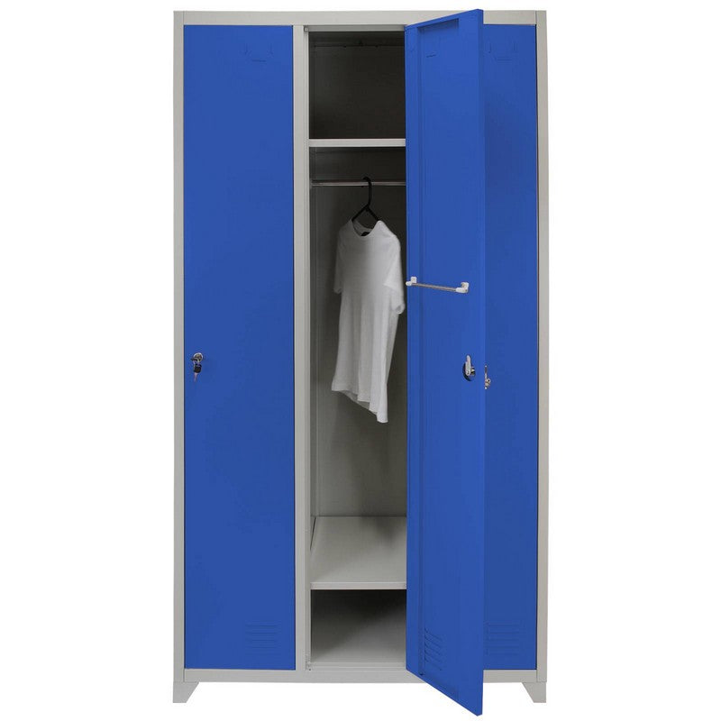 Steel Locker 3 Compartments 180cm - Grey & Blue Flatpack by Raven