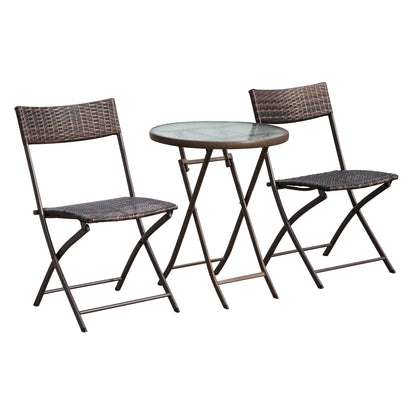 Outsunny 2 Seater Wicker Rattan Bistro Set-Brown