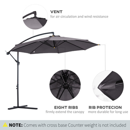 Outsunny Cantilever Umbrella Parasol Hanging Banana Steel Dark Grey 3M Patio