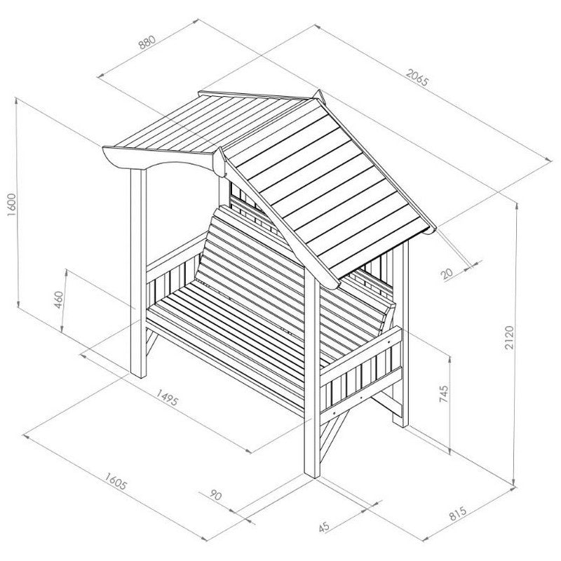 Tenby Garden Arbour by Zest - 2 Seats