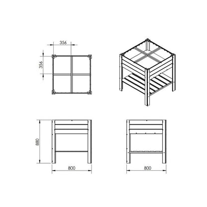 Four Section Raised Planter - Brown by EKJU