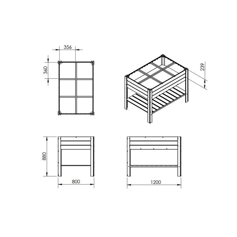 Six Section Raised Planter - Brown by EKJU