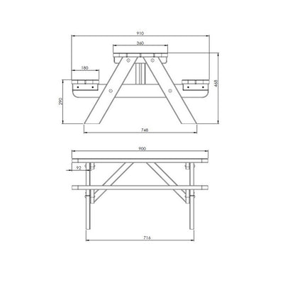 Kids Picnic Table - 4 Seat Green Tint by EKJU