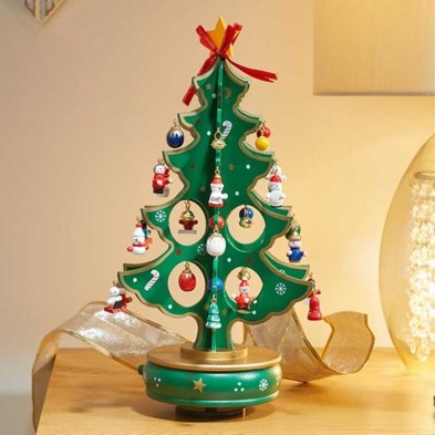 Xmas Tree Model Christmas Decoration Green & Gold - 35cm