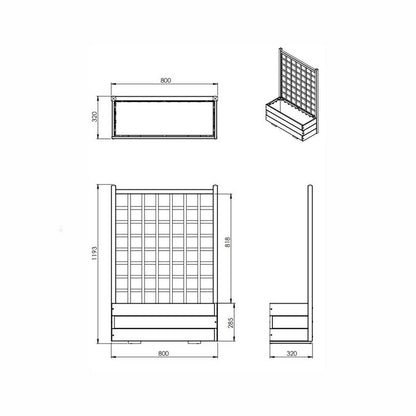 Flower Box Planter Trellis - Brown by EKJU