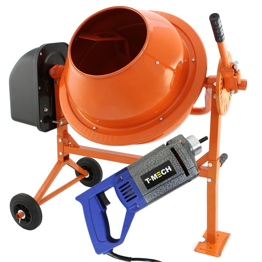 Cement Mixer & Handheld Concrete Vibrator with 2m Shaft