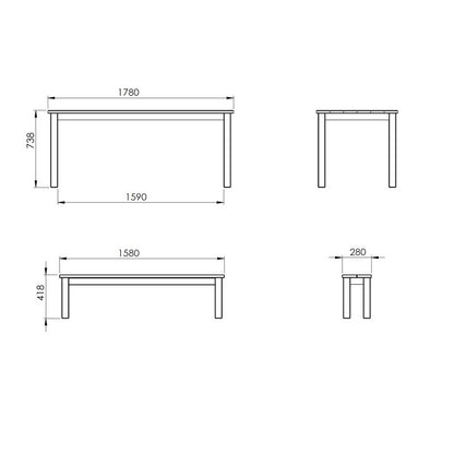 Cesis Picnic Table - 6 Seat Grey by EKJU