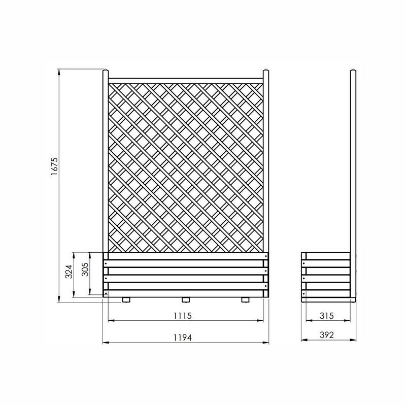 Flower Box Planter Trellis - Charcoal by EKJU