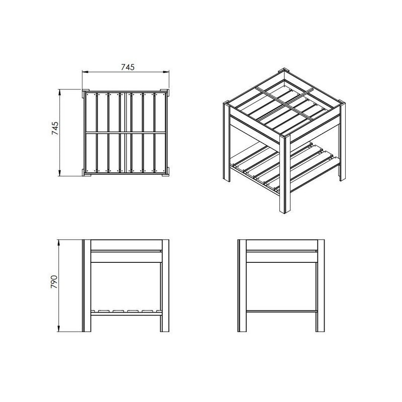 Four Section Raised Planter - Brown by EKJU