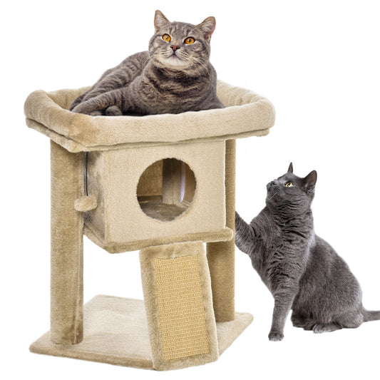 Cat tree Tower Climbing Activity Center Kitten Furniture with Jute Scratching Pad Ball Toy Condo Perch Bed Post 40 x 40 x 57cm Coffee-0