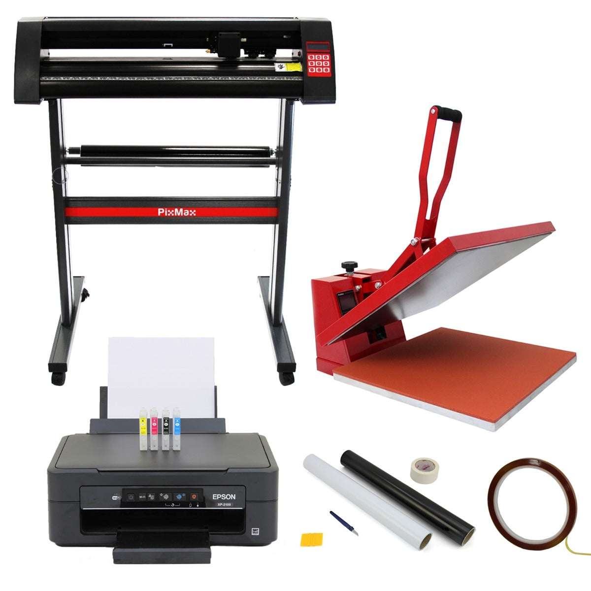 Vinyl Cutter, 50 x 50 Heat Press, Sign cut business bundle, Value Printer