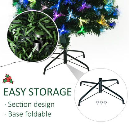 Homcom 5FT Tall Artificial Tree Fiber Optic Colorful LED Pre-Lit Holiday Home Christmas Decoration with Flash Mode