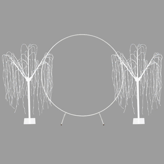 Wedding Moongate - White & 2 x Weeping Willow Tree 240cm Warm White