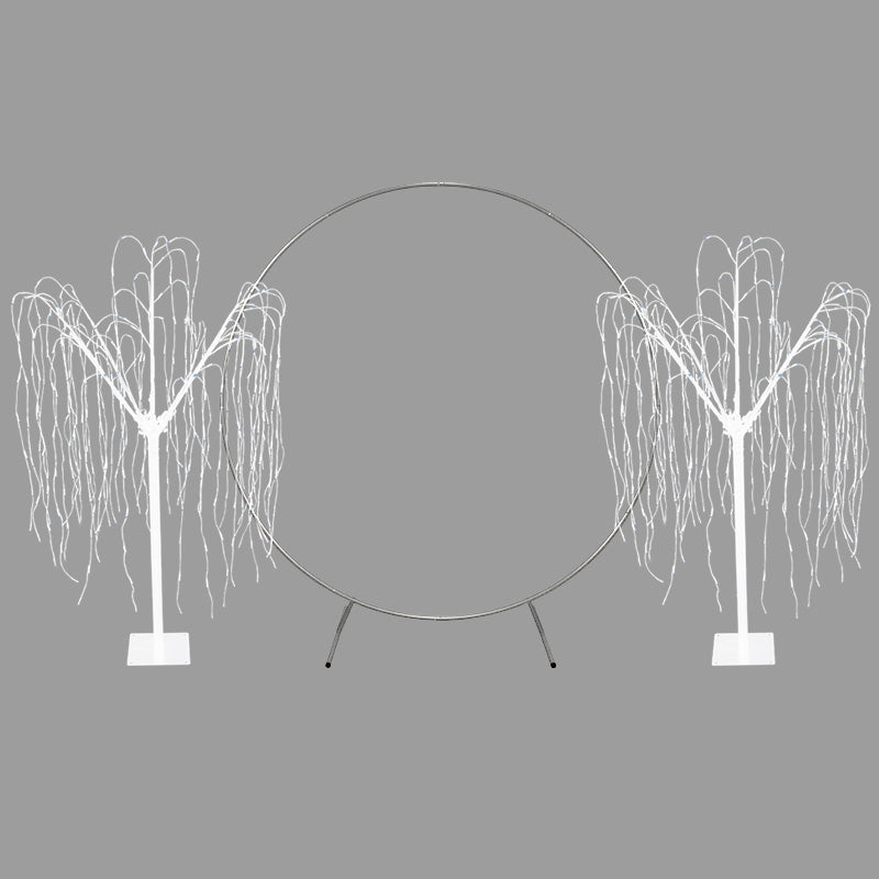 Wedding Moongate - Silver & 2 x Weeping Willow Tree 180cm Warm White