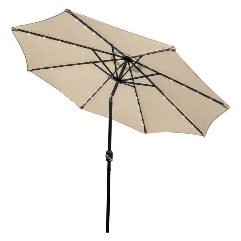 Solar LED Tilt Garden Parasol by Raven - 2.7M Beige