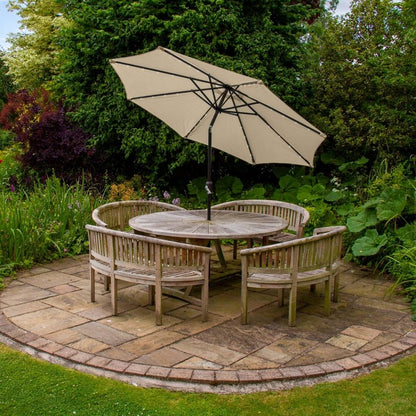 Solar LED Tilt Garden Parasol by Raven - 2.7M Beige