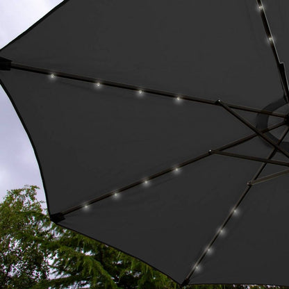 Solar LED Tilt Garden Parasol by Raven - 2.7M Grey