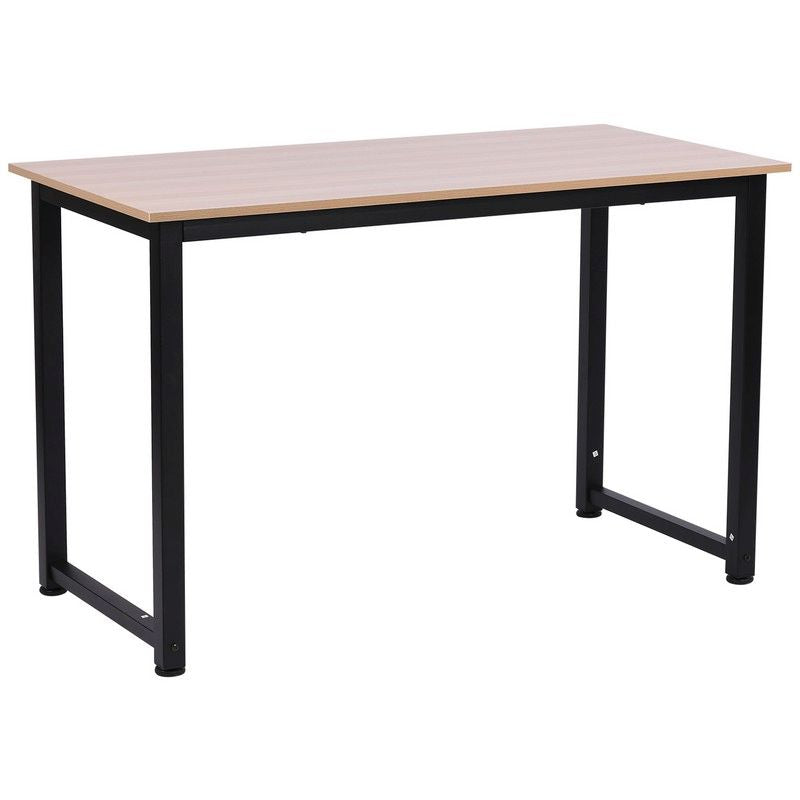 Homcom Computer Desk With Black Metal Frame Medium-Density Fibreboard 120W X 60D X 76H cm-Oak Grain Tone