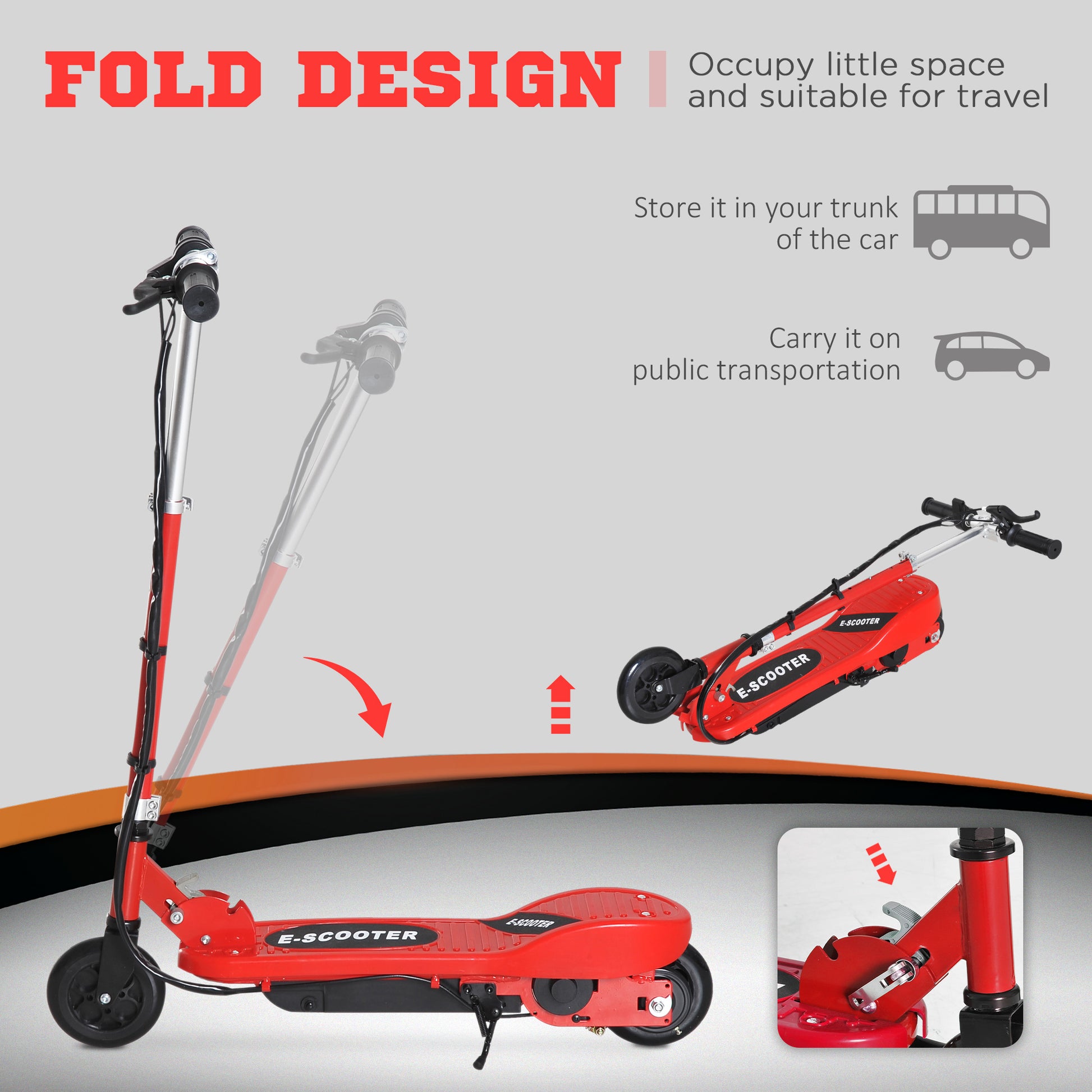 Homcom Folding Electric Kids Scooter Ride on Age 7-14