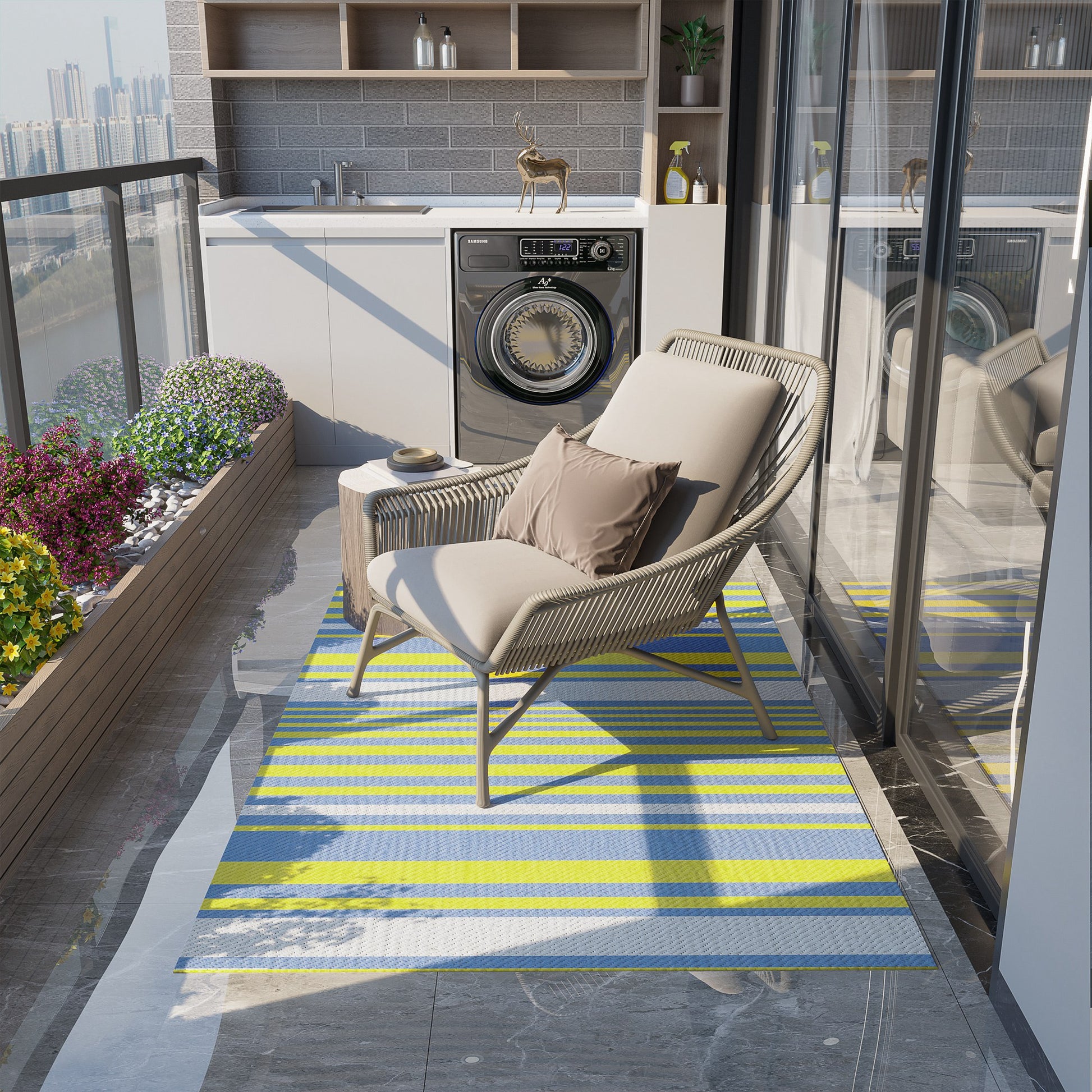 Outsunny Reversible Outdoor Rug