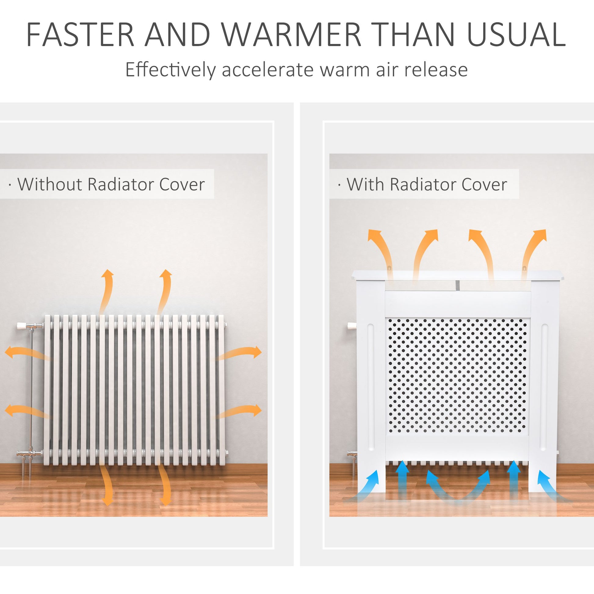 Homcom Small Medium-density fibreboard Wood Radiator Cover 78L x 19W x 82H cm -White