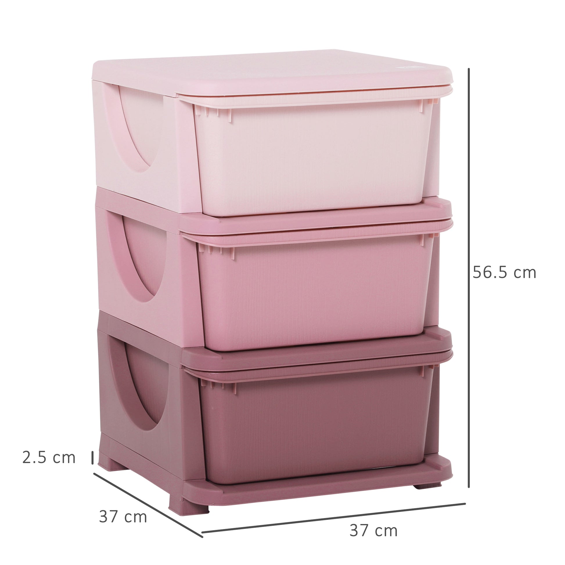 Homcom Kids Three-Tier Storage Unit  Pink