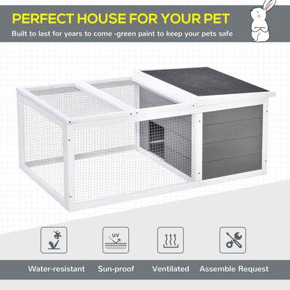 PawHut Wooden Rabbit Hutch Guinea Pig Small Animal Cage Rabbit Run Duck House Asphalt roof Indoor Outdoor 115 x 66 x 47.5 cm