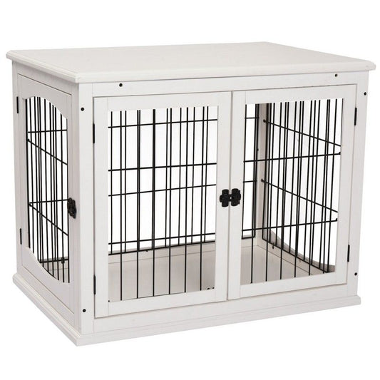 Pawhut Medium-Density Fibreboard 3-Door Small Indoor Pet Cage White