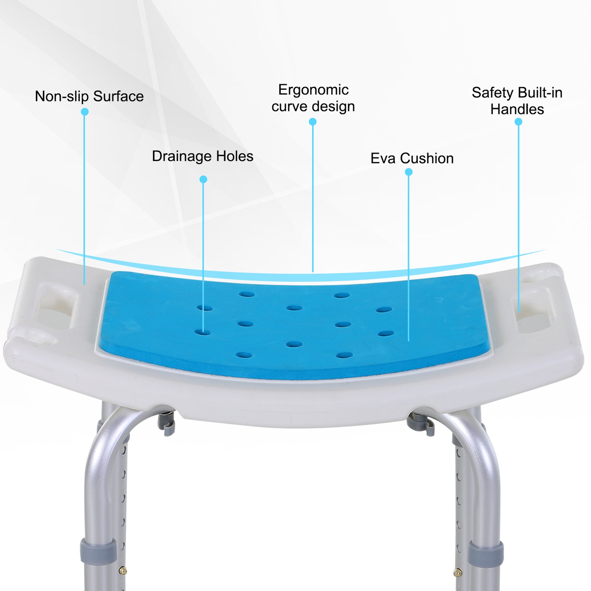 Homcom Aluminium Alloy Six-Level Non-Slip Bathroom Stool