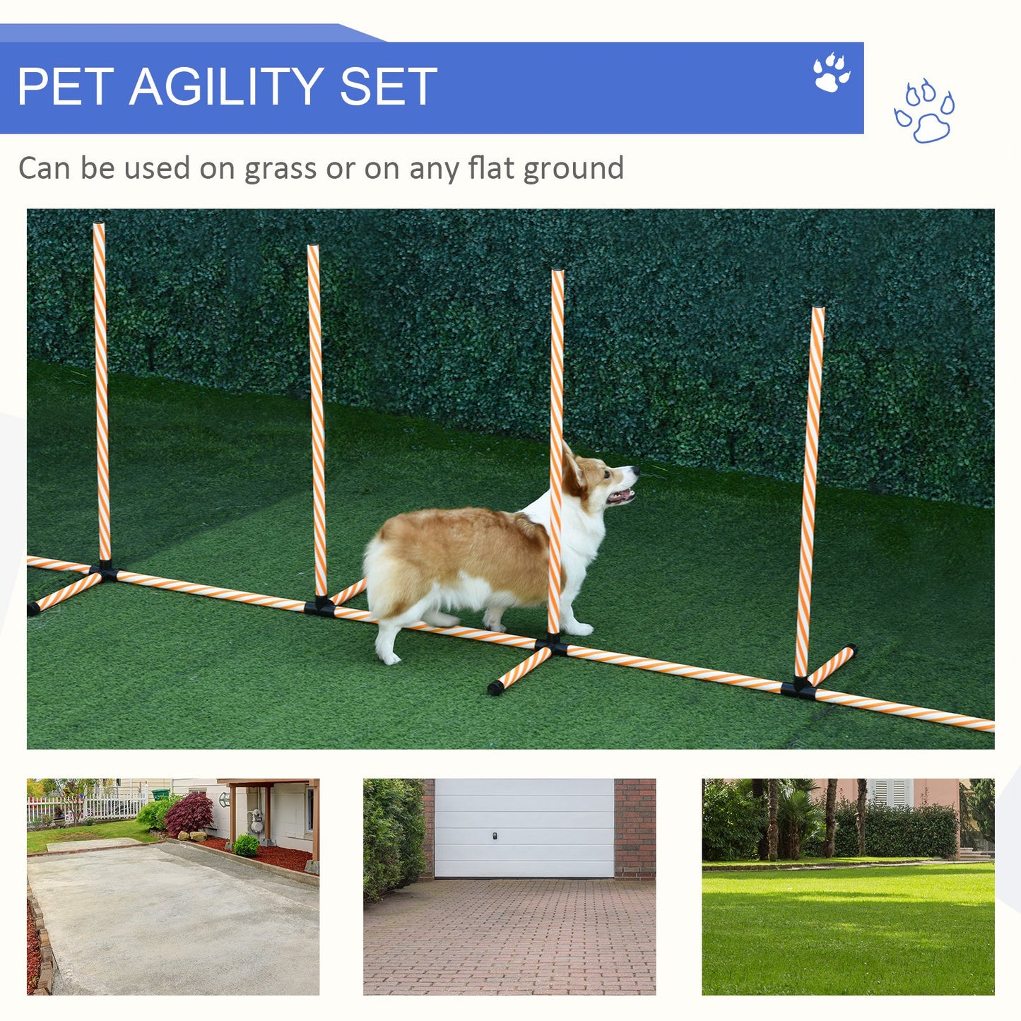 PawHut Dog Agility Weave Poles Training Obstacle Course Set Slalom Equipment with Bag