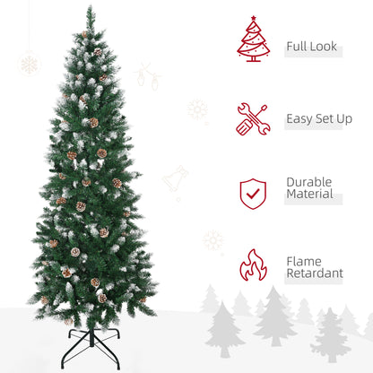 Homcom 6 Ft Snow Artificial Christmas Tree with Realistic Branches