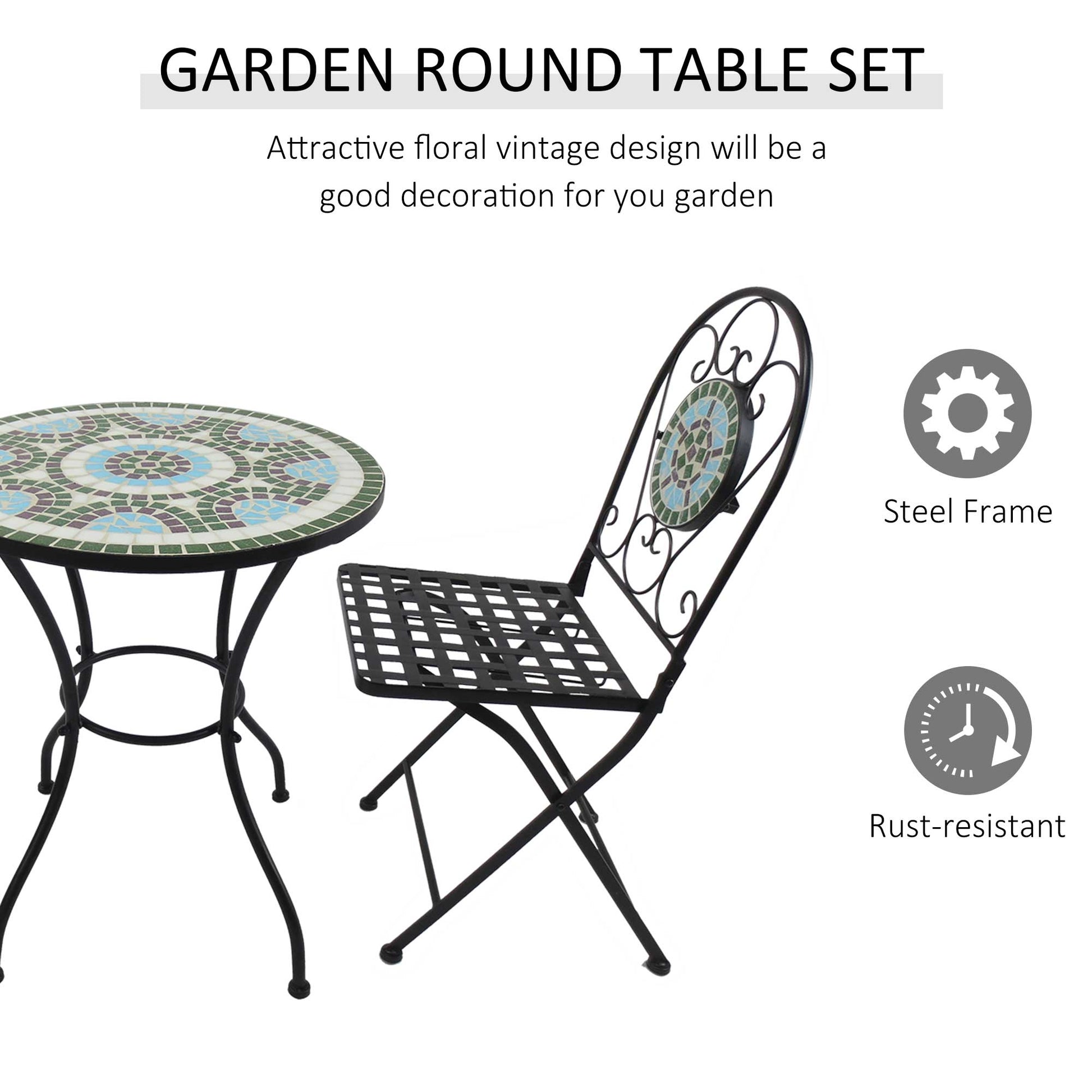 Outsunny 3Pcs Bistro Set