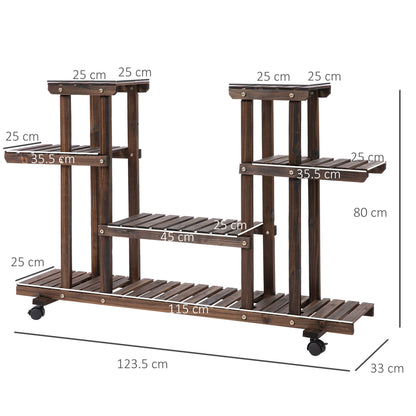 Outsunny 4-Tier Plant Stand with Wheels and Brakes