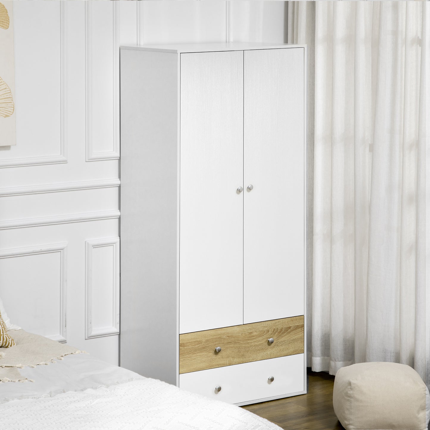 Homcom 2-Door Wardrobe with 2 Drawers