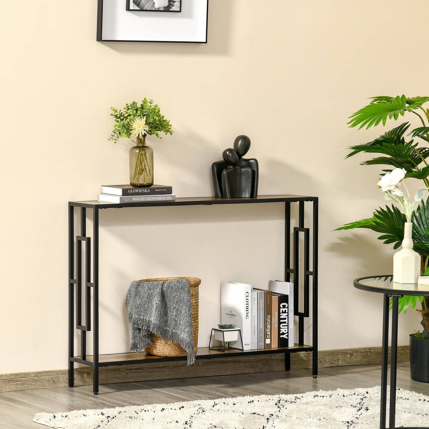 Homcom Industrial Console Table with Storage Shelf