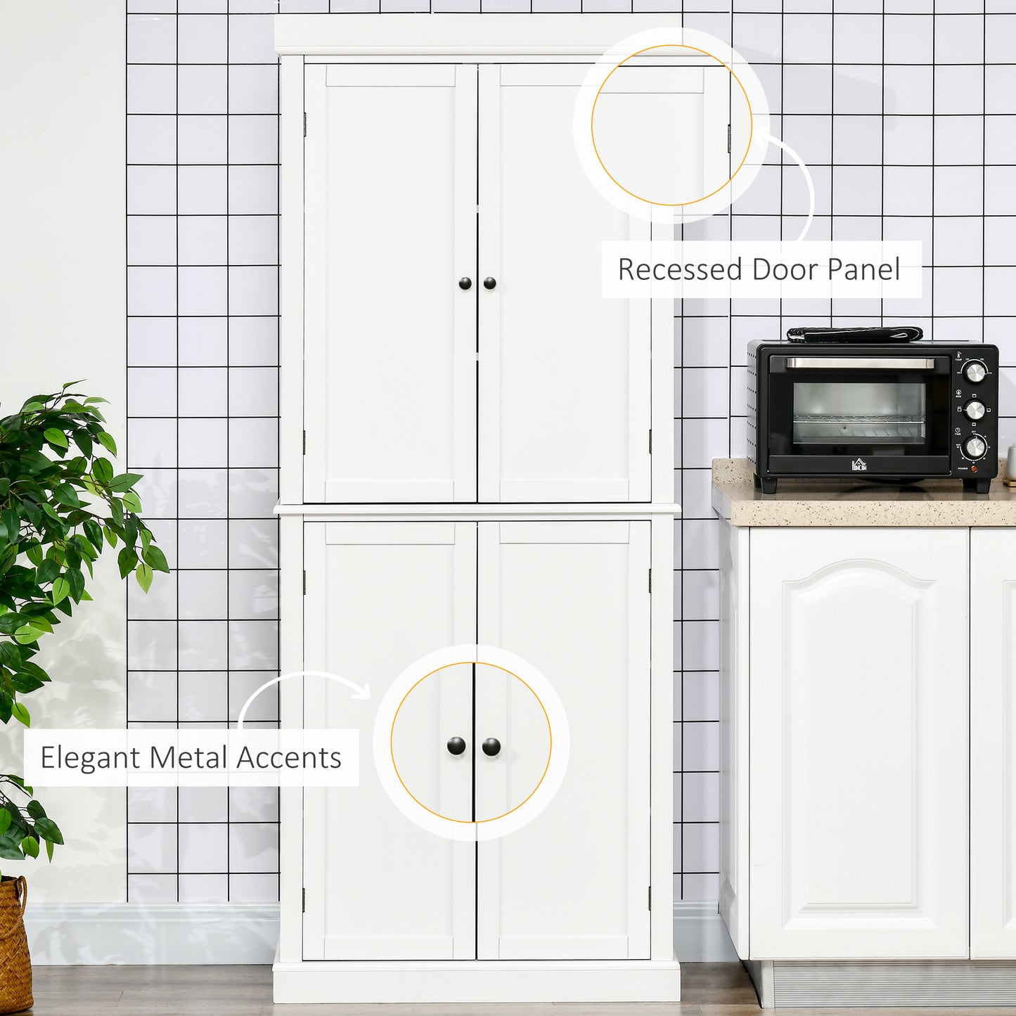 Homcom Freestanding Kitchen Cupboard with 4 Doors