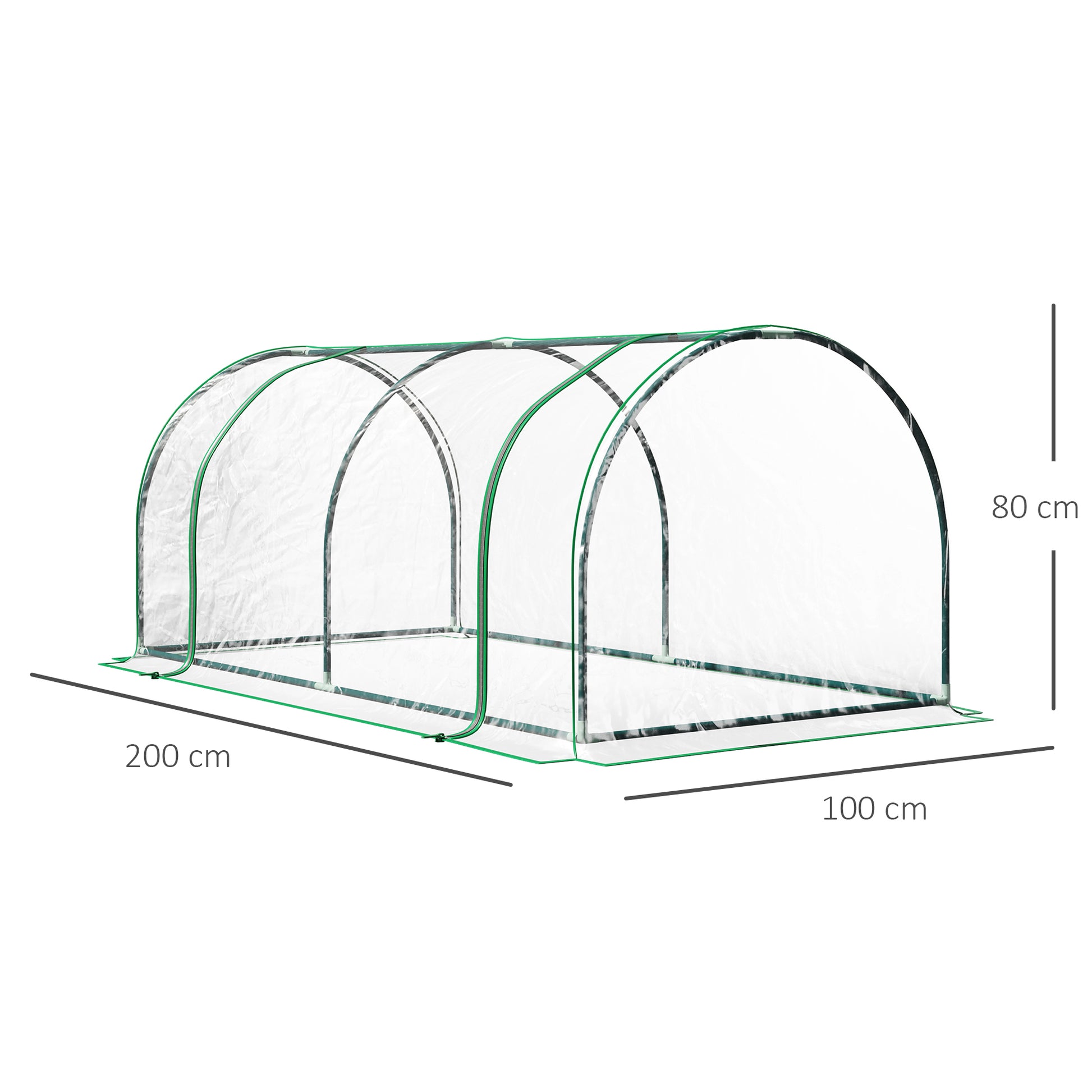 Outsunny Tunnel Greenhouse Green Grow House Steel Frame Garden Outdoor 200 x 100 x 80cm