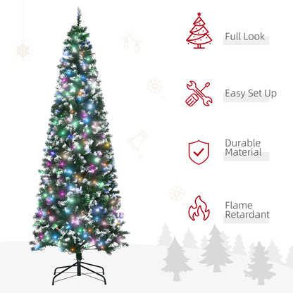 Homcom 7FT Tall Prelit Pencil Slim Artificial Christmas Tree with Realistic Branches