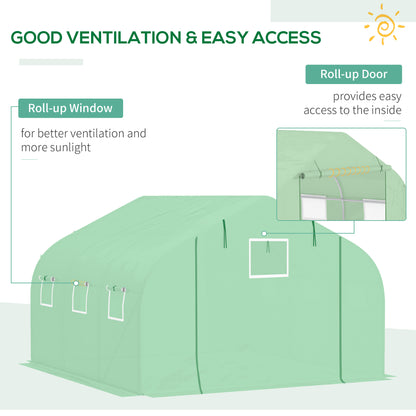 Outsunny Walk In Greenhouse Cover Replacement Plant Growhouse PE Cover 4.5x3x2m Green