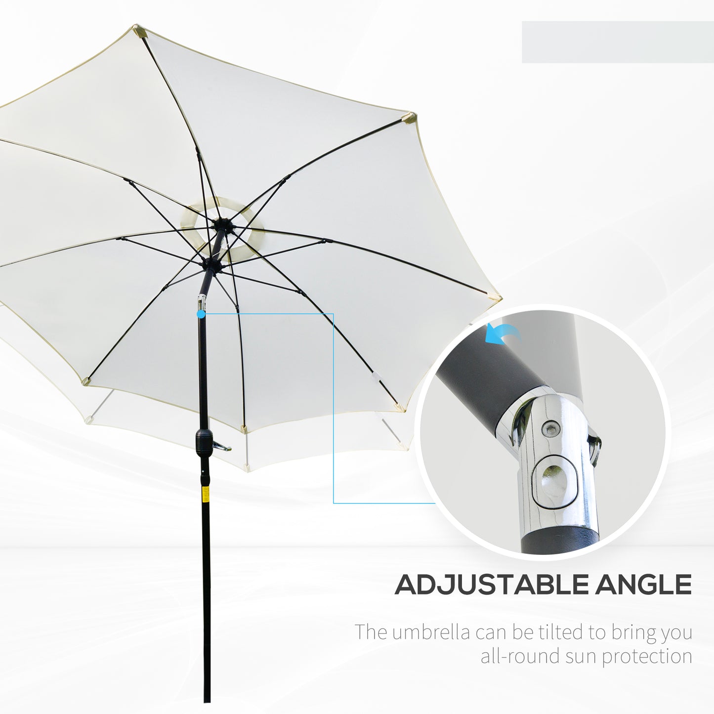 Outsunny ?2.6M Umbrella Parasol-Cream White