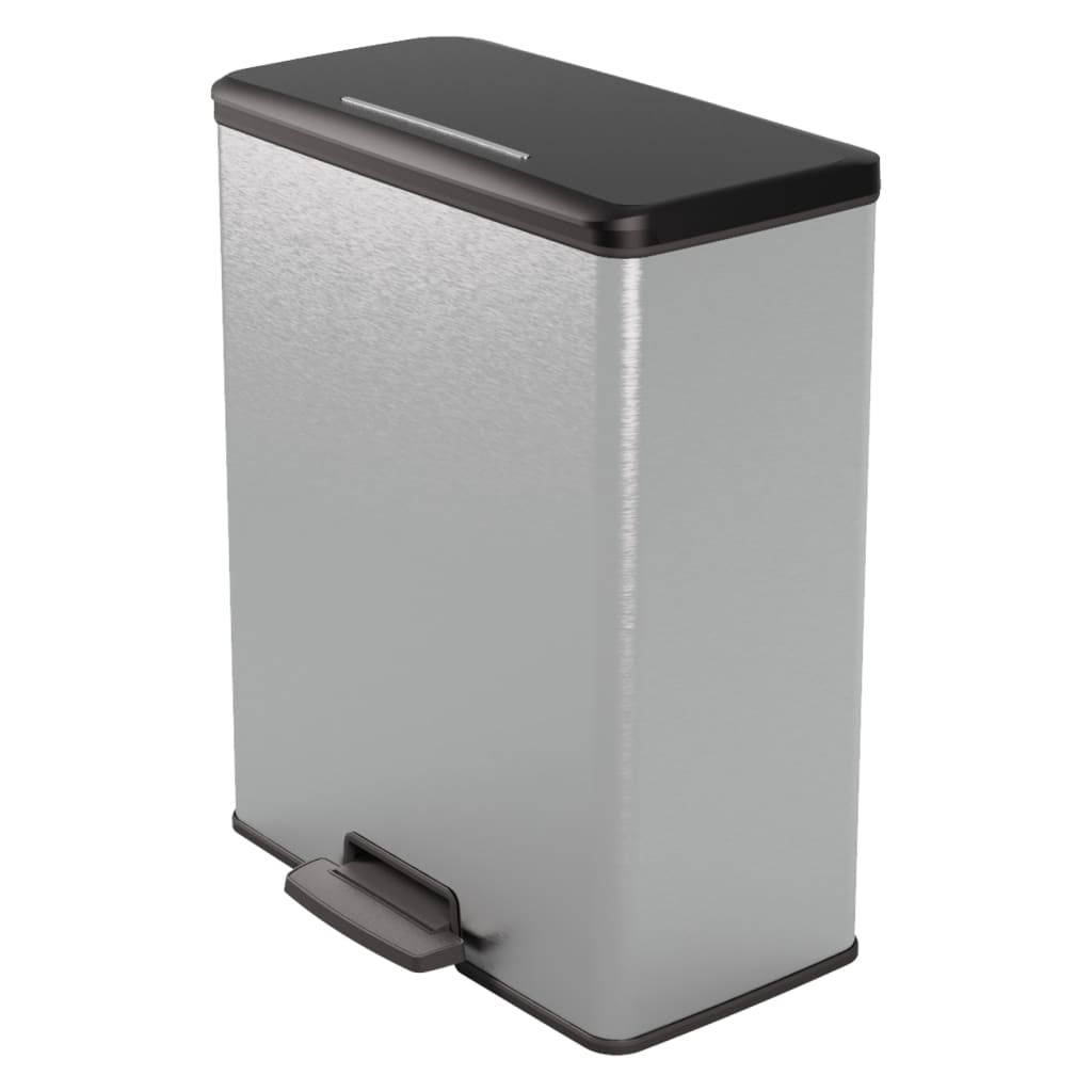 Curver Pedal Bin Deco Rectangular 65L Silver